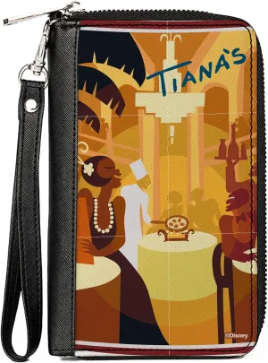Buckle-Down Disney Wallet, Zip Around, The Princess and the Frog Tianas Place Scene Yellows, Vegan Leather