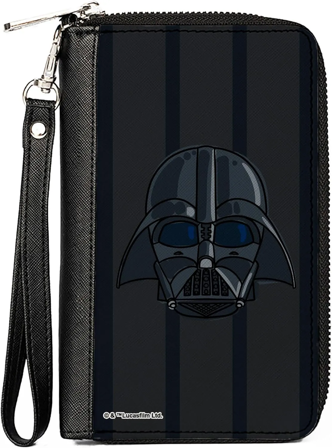 Buckle-Down Star Wars Wallet, Zip Around, Star Wars Darth Vader Face Black Grays Reds Greens, Vegan Leather