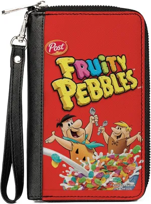 Buckle-Down The Flintstones Wallet, Zip Around, Fruity Pebbles Fred and Barney Cereal Box Replica Bright Red, Vegan Leather