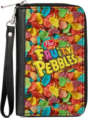 Buckle-Down The Flintstones Wallet, Zip Around, Post Fruity Pebbles Logo and Vivid Cereal Multi Color, Vegan Leather