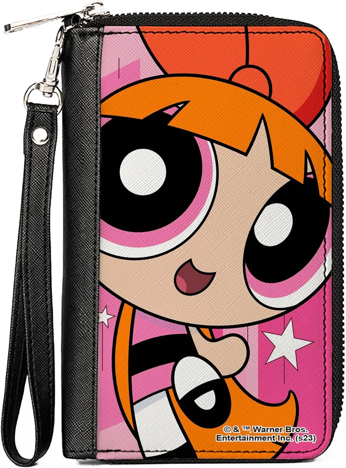 Buckle-Down Warner Bros. Animation Wallet, Zip Around, The Powerpuff Girls Blossom Close-Up Pose Pinks, Vegan Leather