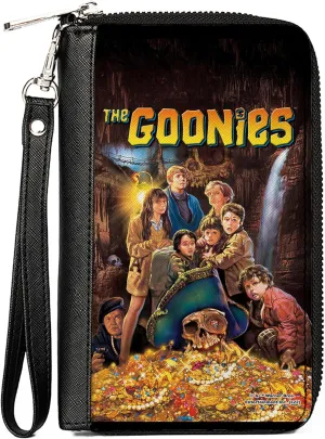 Buckle-Down Warner Bros. Horror Movies Wallet, Zip Around, The Goonies Treasure Movie Poster Group Pose, Vegan Leather