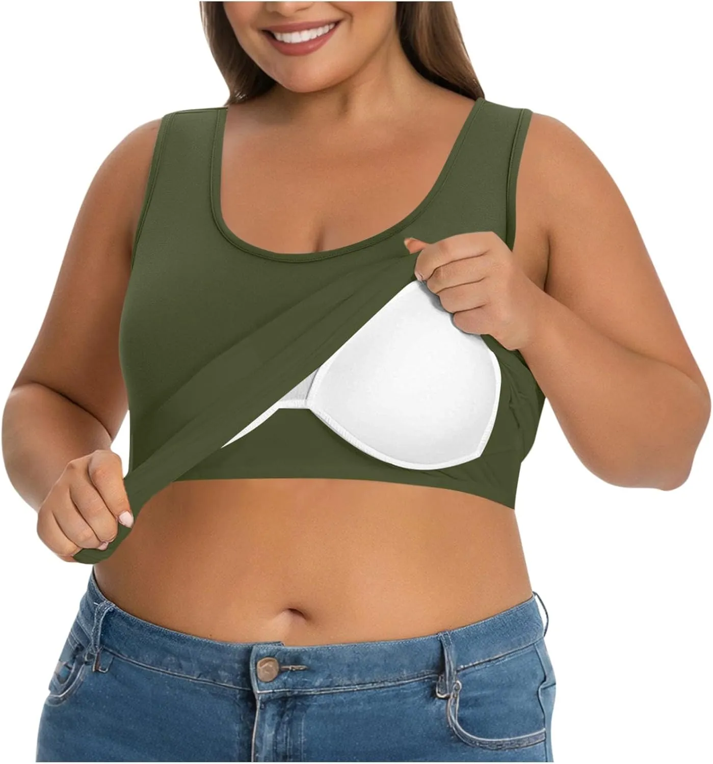 Camisole Tops for Women Built in Bra Plus Size Tank Tops Padded Sleeveless Top Summer 2025 Vacation Tank Top
