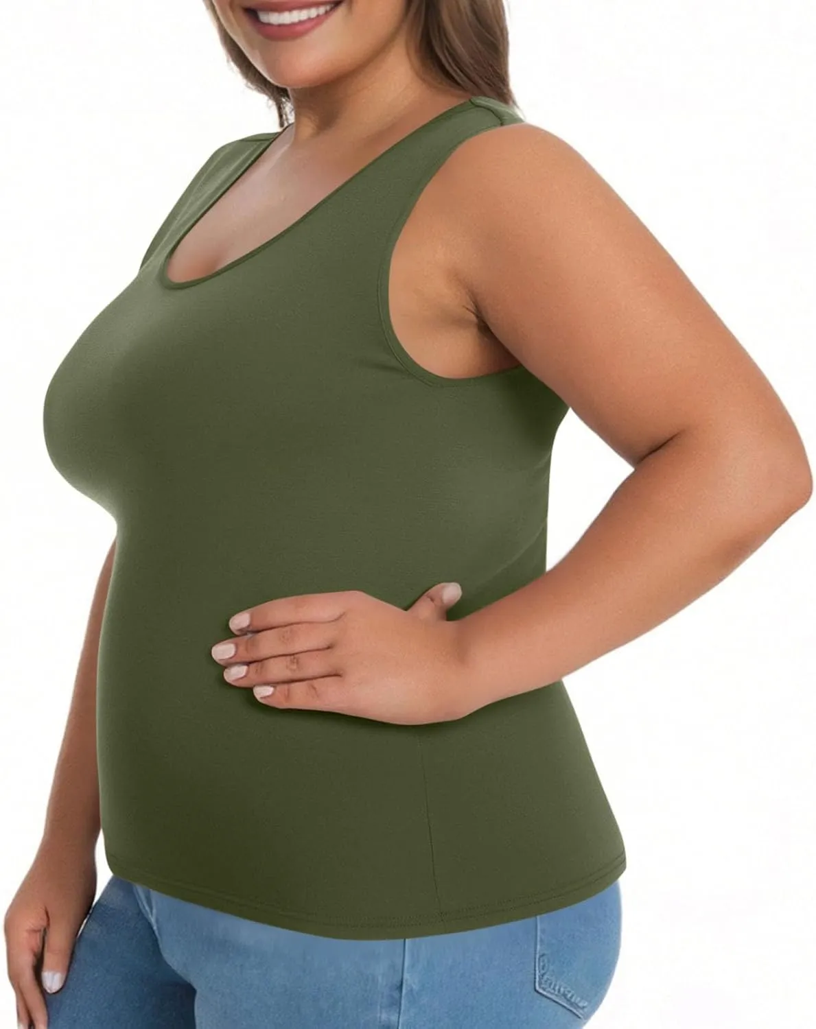 Camisole Tops for Women Built in Bra Plus Size Tank Tops Padded Sleeveless Top Summer 2025 Vacation Tank Top