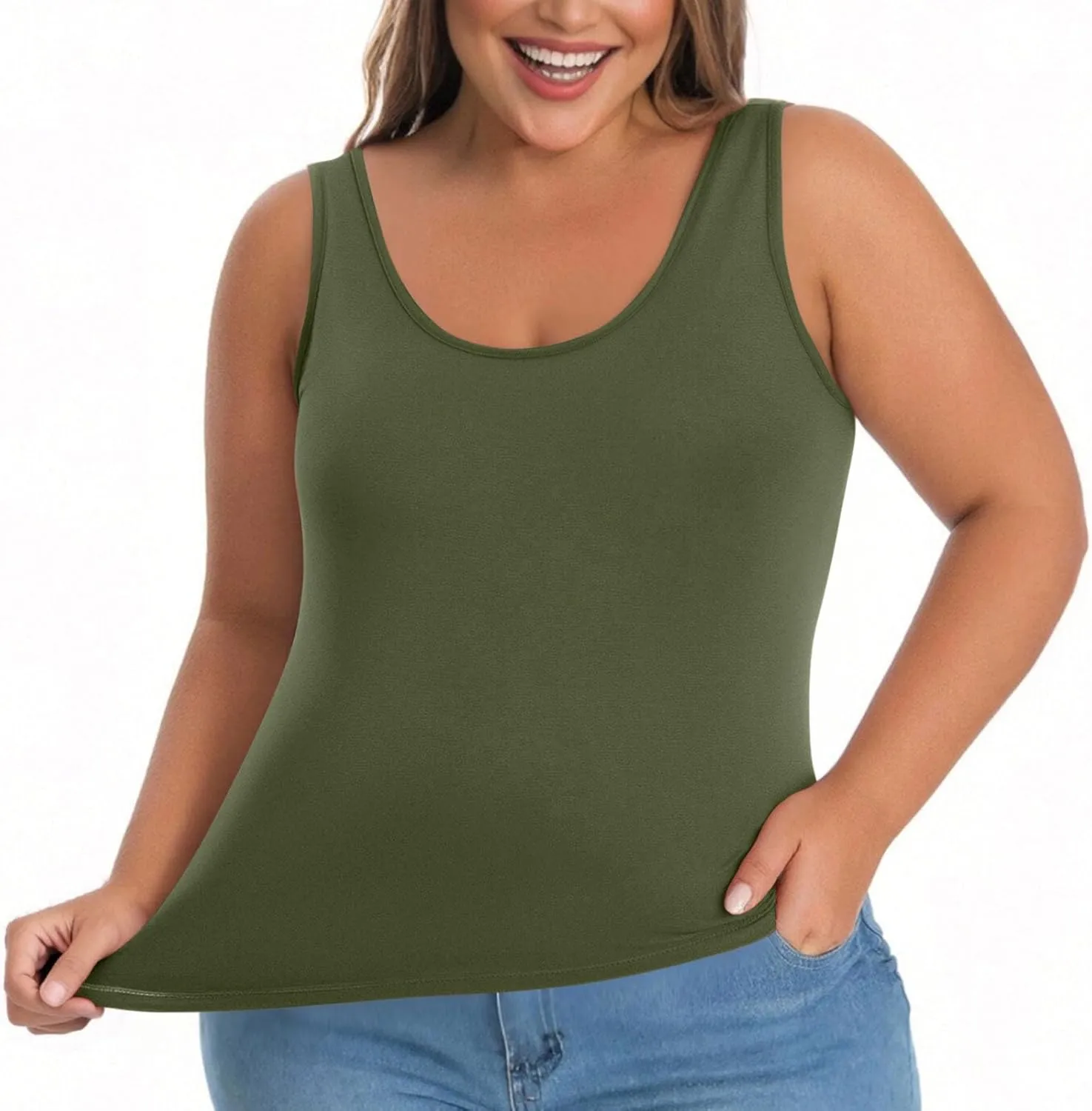 Camisole Tops for Women Built in Bra Plus Size Tank Tops Padded Sleeveless Top Summer 2025 Vacation Tank Top