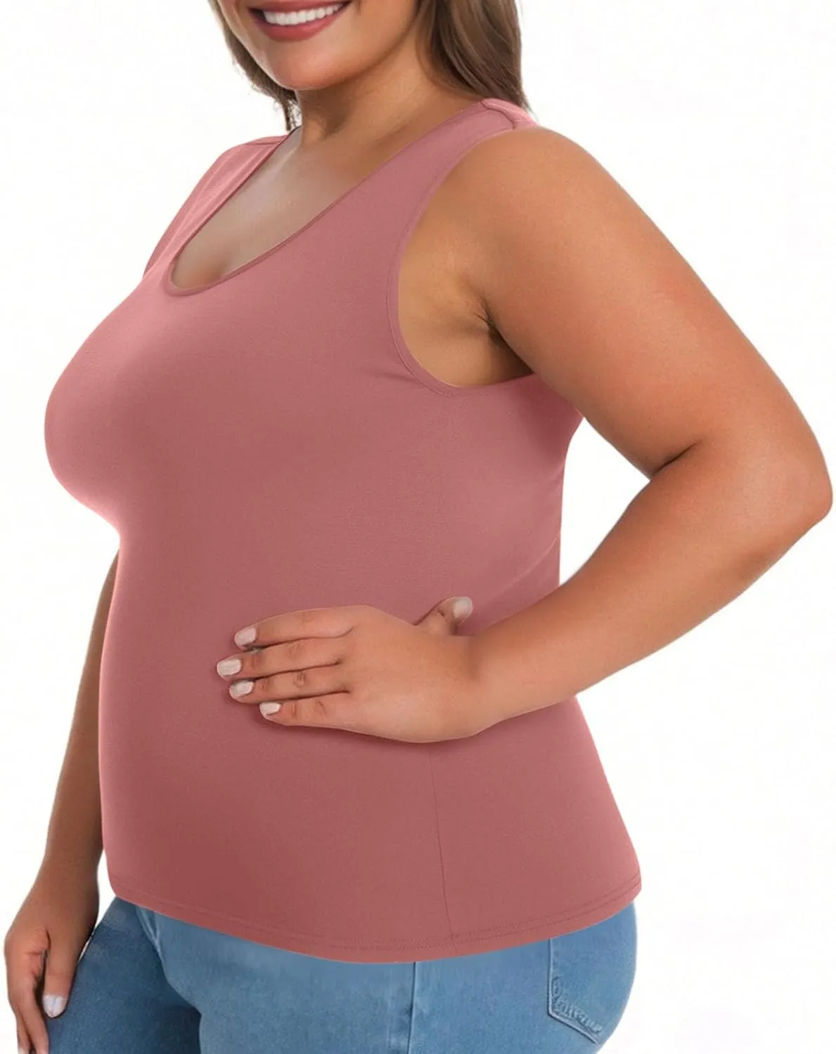Camisole Tops for Women Built in Bra Plus Size Tank Tops Padded Sleeveless Top Summer 2025 Vacation Tank Top