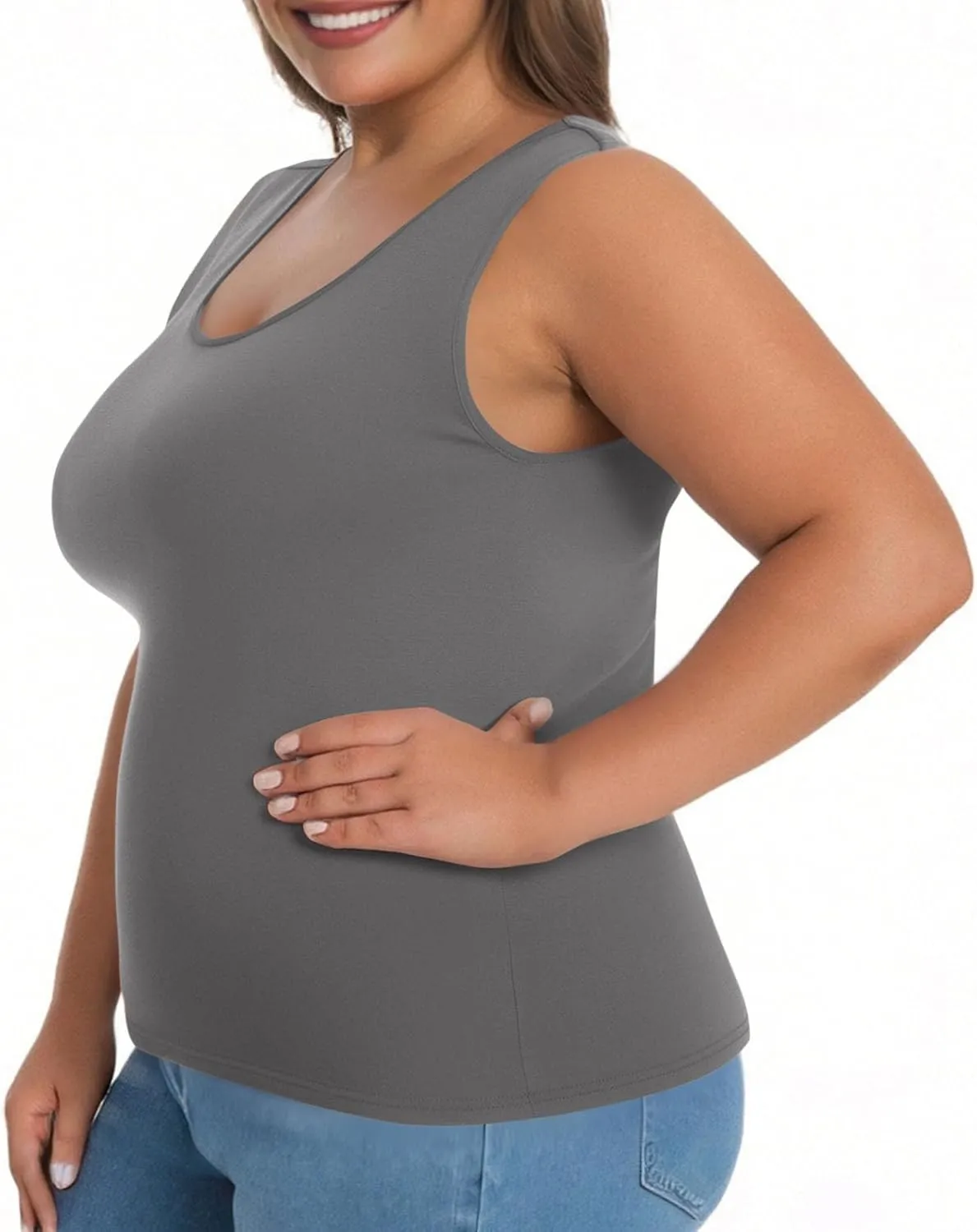 Camisole Tops for Women Built in Bra Plus Size Tank Tops Padded Sleeveless Top Summer 2025 Vacation Tank Top