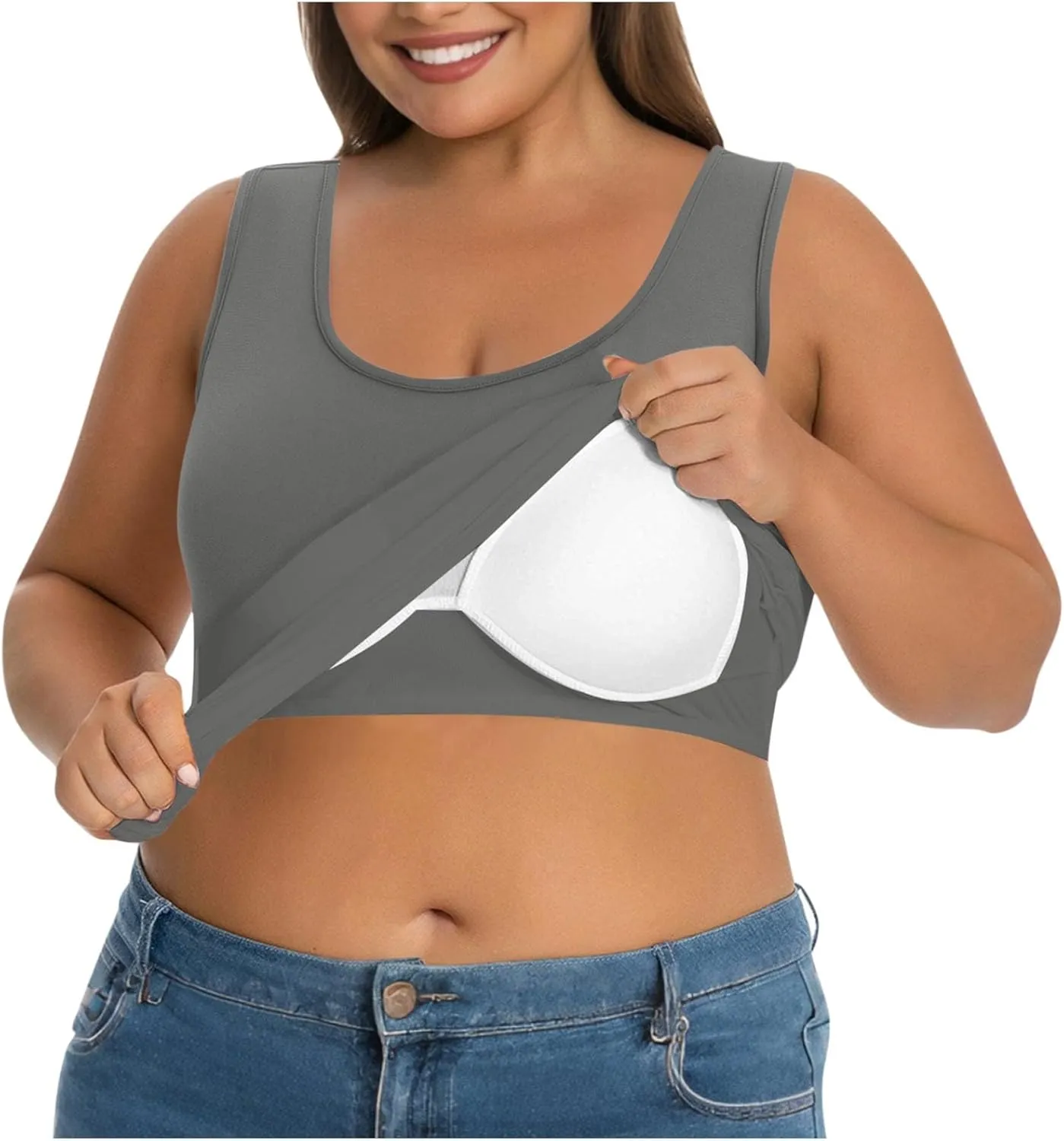 Camisole Tops for Women Built in Bra Plus Size Tank Tops Padded Sleeveless Top Summer 2025 Vacation Tank Top