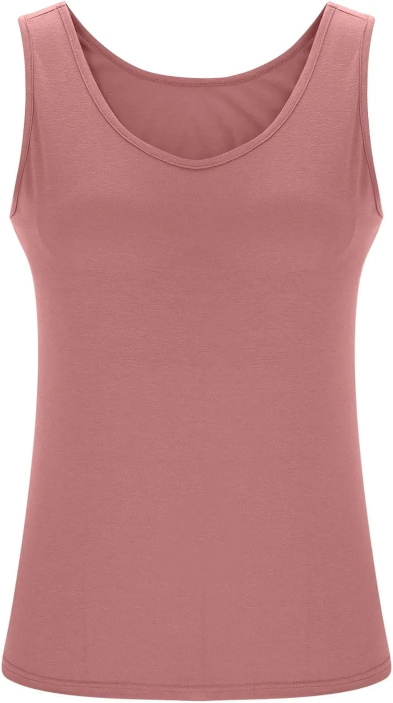 Camisole Tops for Women Built in Bra Plus Size Tank Tops Padded Sleeveless Top Summer 2025 Vacation Tank Top