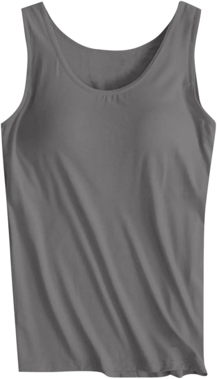 Camisole Tops for Women Built in Bra Plus Size Tank Tops Padded Sleeveless Top Summer 2025 Vacation Tank Top