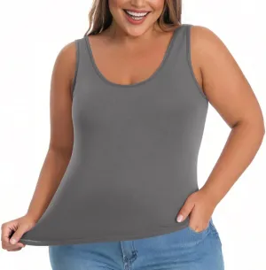 Camisole Tops for Women Built in Bra Plus Size Tank Tops Padded Sleeveless Top Summer 2025 Vacation Tank Top