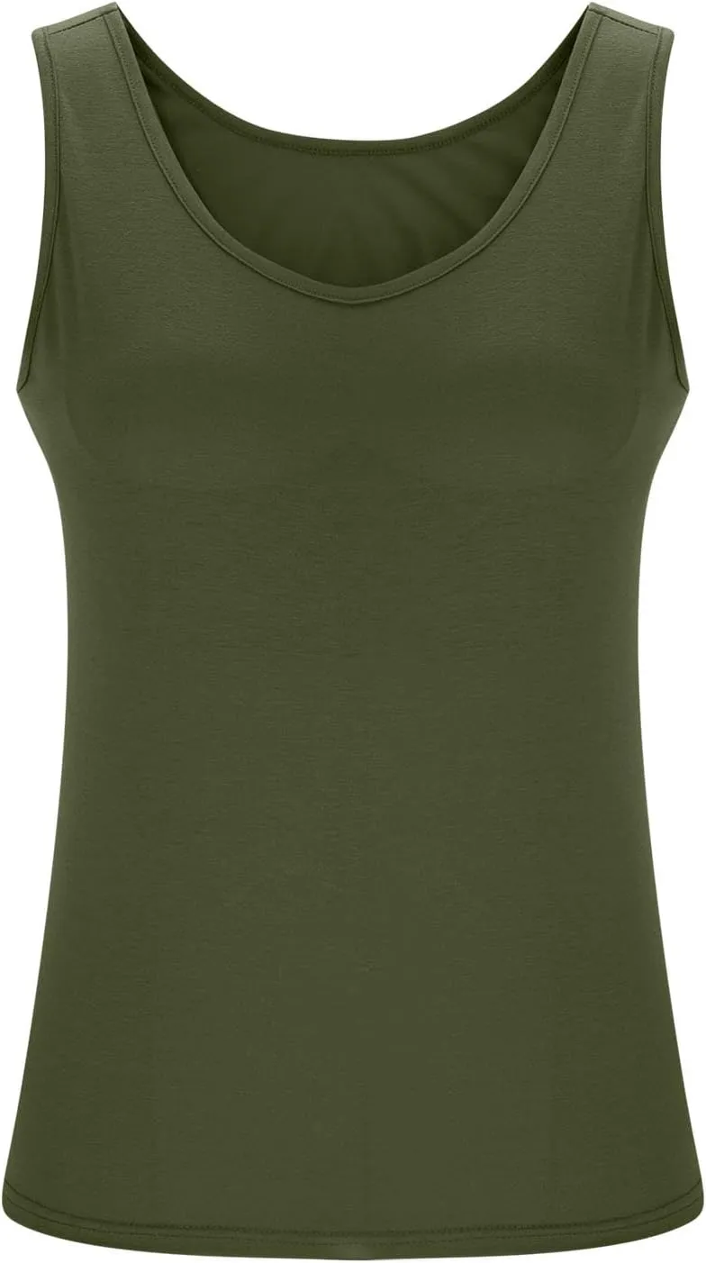 Camisole Tops for Women Built in Bra Plus Size Tank Tops Padded Sleeveless Top Summer 2025 Vacation Tank Top