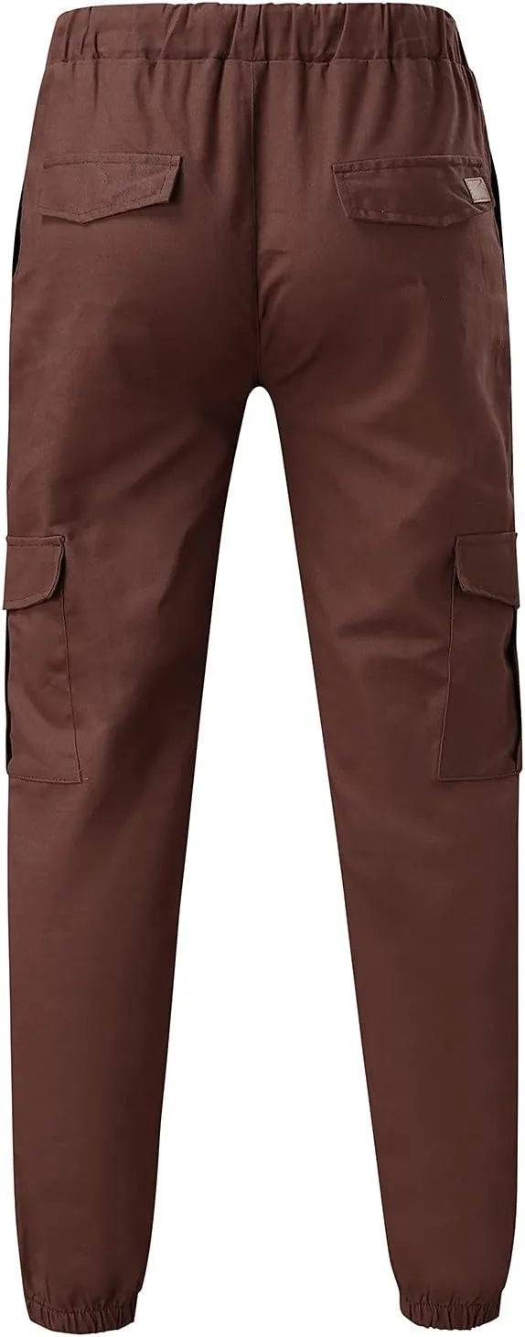 Cargo Pants for Men Big and Tall, Cargo Pants with Pockets Men's Heavyweight Cargo Fleece Sweatpants Stretch Elastic