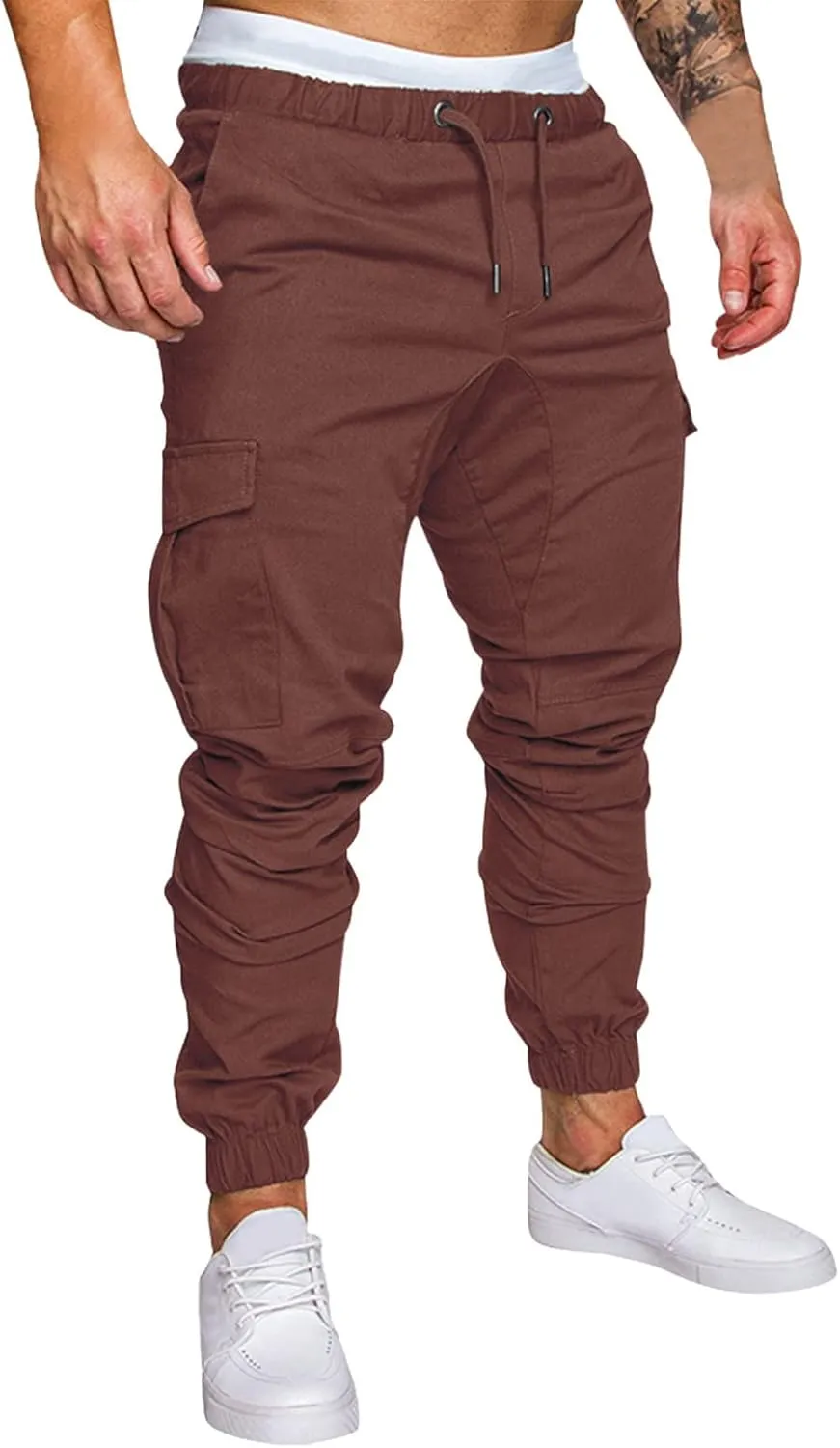 Cargo Pants for Men Big and Tall, Cargo Pants with Pockets Men's Heavyweight Cargo Fleece Sweatpants Stretch Elastic