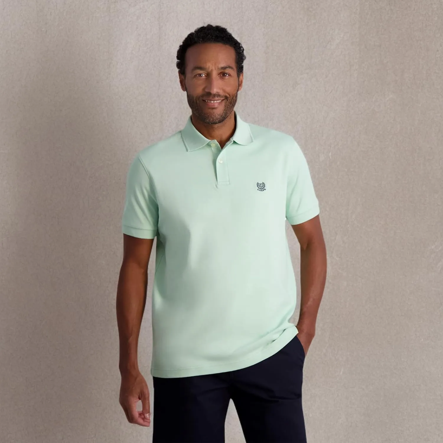 Chaps Men's Polo Shirt - Classic Fit Short Sleeve 2-Button Double Knit Cotton Polo Shirt (S-XL)