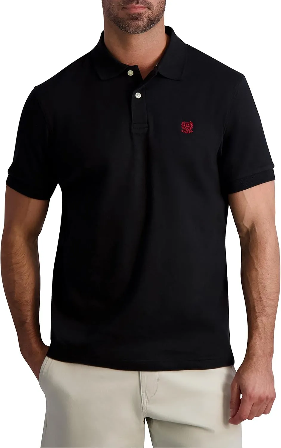 Chaps Men's Polo Shirt - Classic Fit Short Sleeve 2-Button Double Knit Cotton Polo Shirt (S-XL)