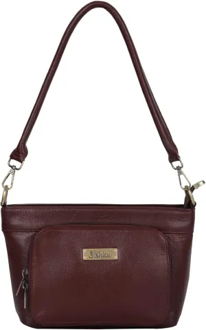 Cherry Red Shoulder Bag for Women  Stylish Hobo Handbag, Soft Genuine Leather Tote with Top Zipper Closure, Ideal for Daily Use, Travel & Casual Outings (H 6.25" x W 10" x D 4").