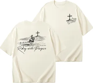 Christian Shirts for Women Oversized Religious Jesus Tshirt Western Cowboy Bible Verse Inspirational Tee Tops