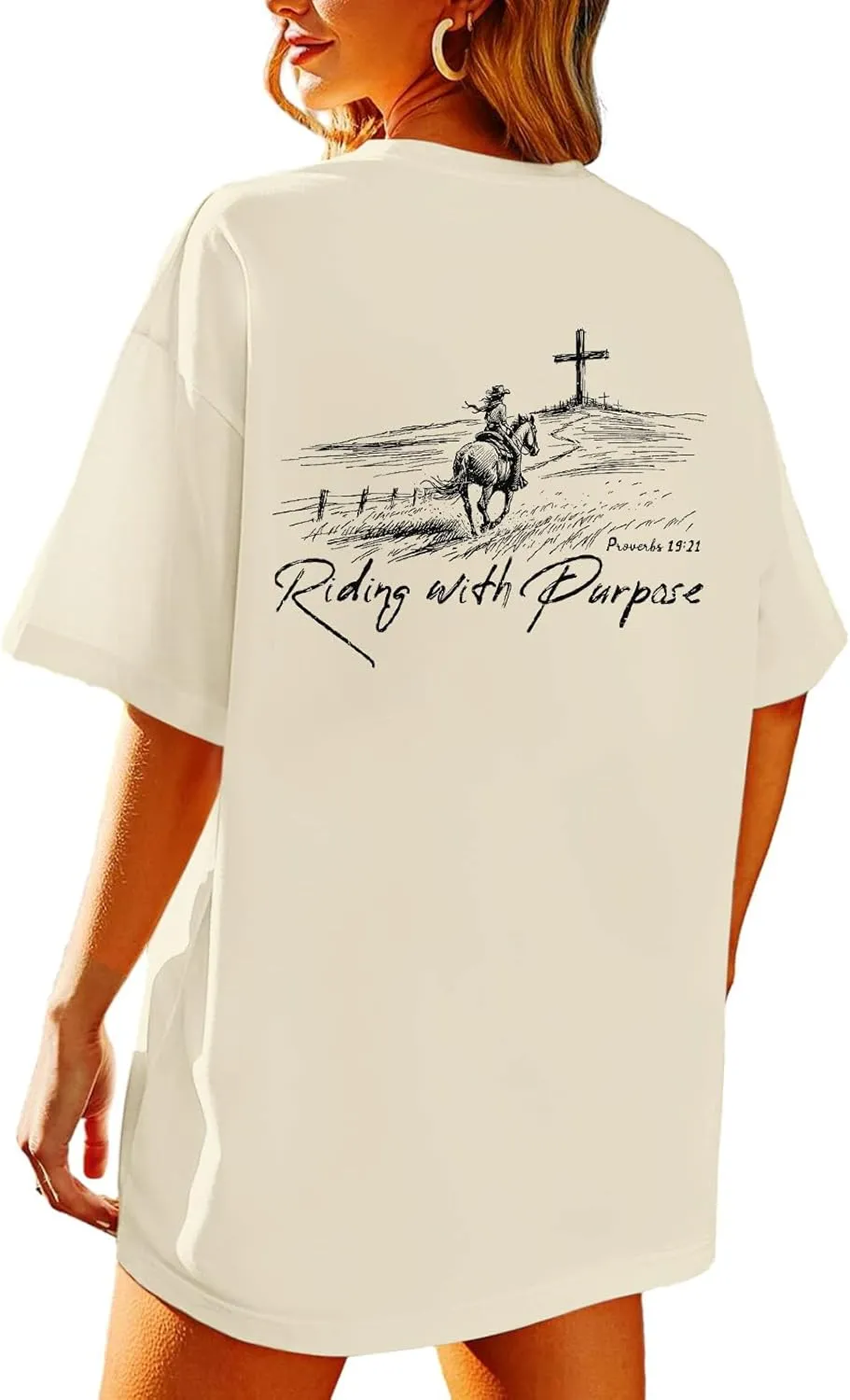 Christian Shirts for Women Oversized Religious Jesus Tshirt Western Cowboy Bible Verse Inspirational Tee Tops