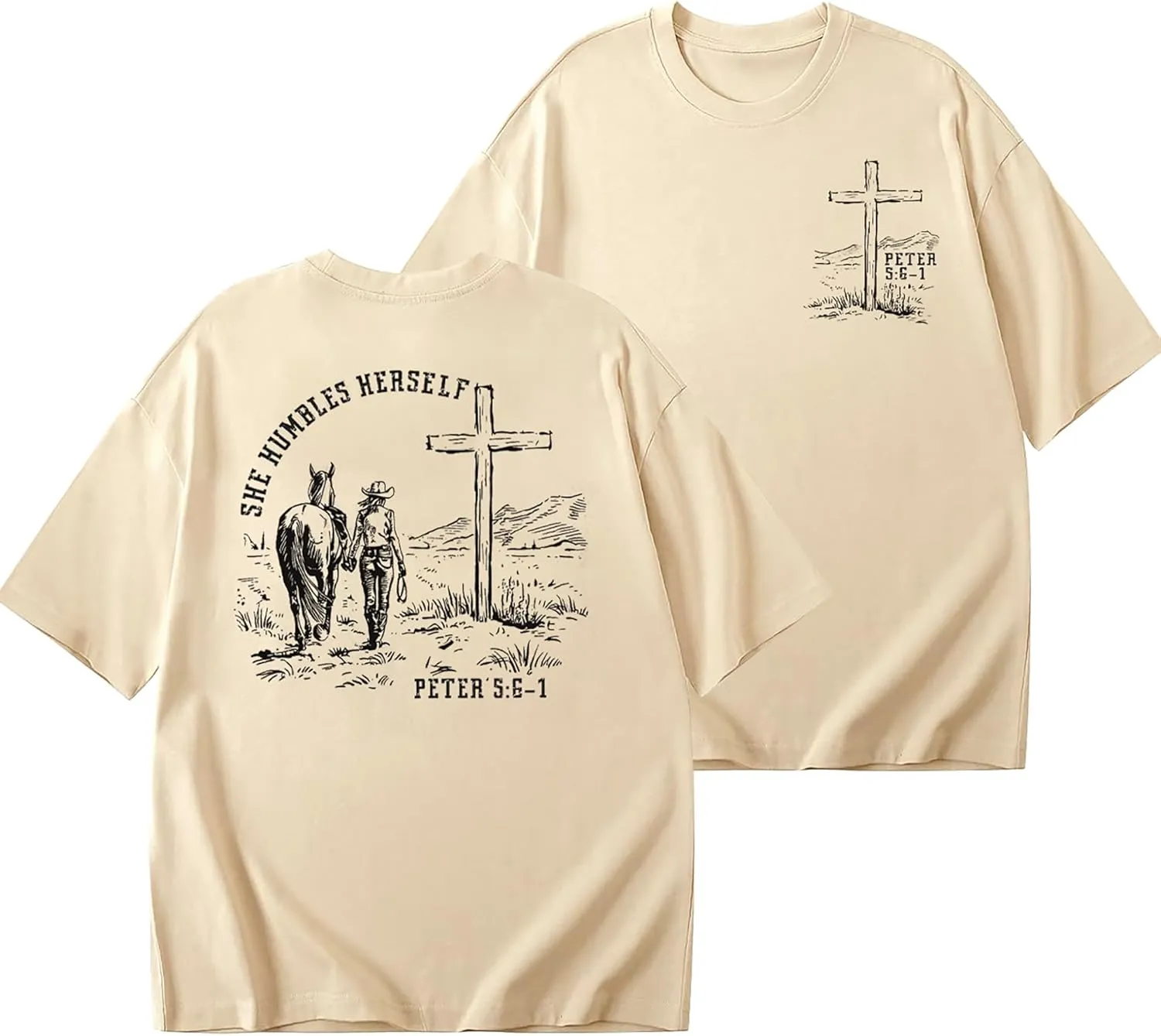 Christian Shirts for Women Oversized Religious Jesus Tshirt Western Cowboy Bible Verse Inspirational Tee Tops