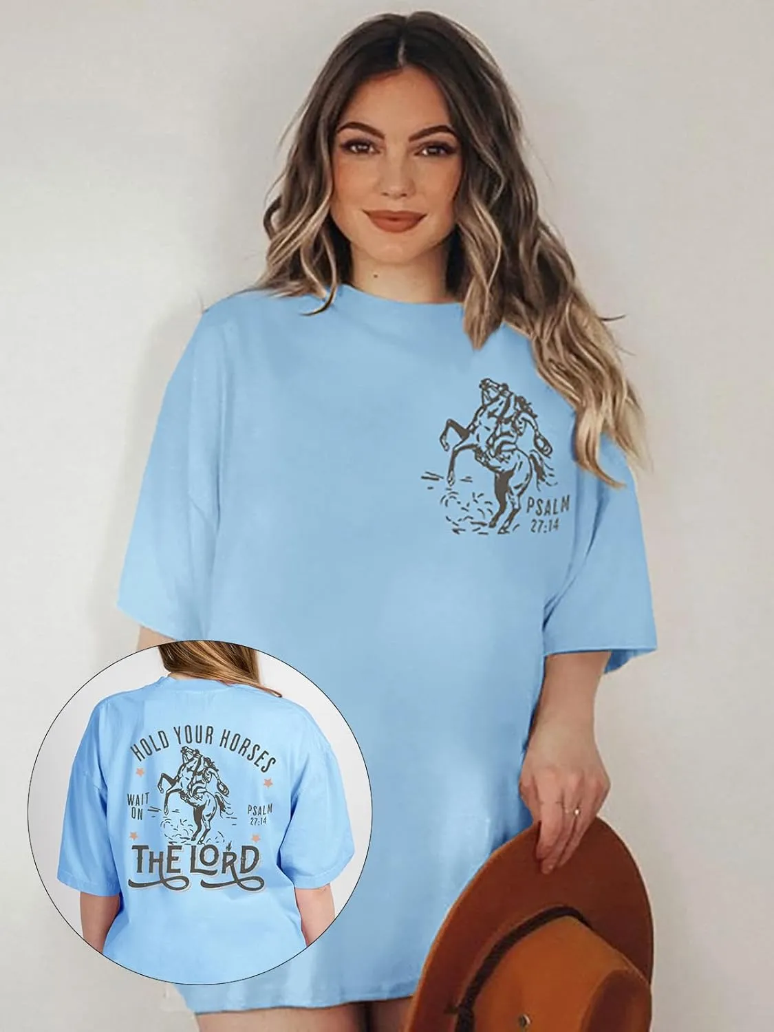 Christian Shirts for Women Oversized Religious Jesus Tshirt Western Cowboy Bible Verse Inspirational Tee Tops