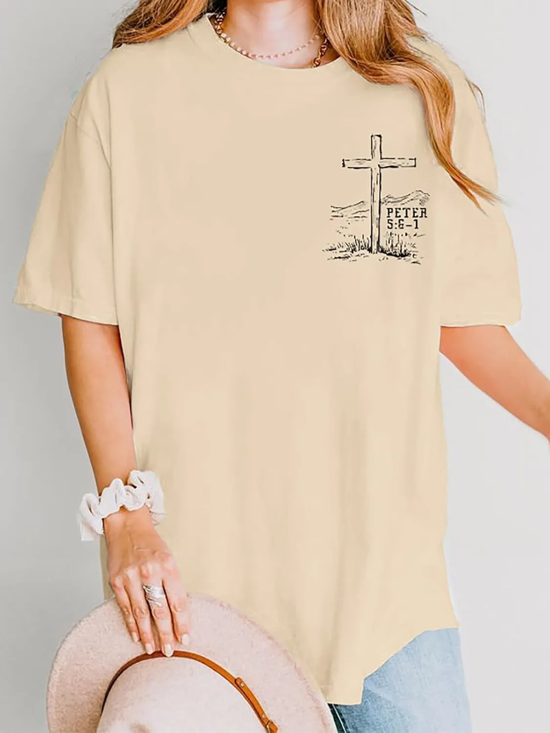 Christian Shirts for Women Oversized Religious Jesus Tshirt Western Cowboy Bible Verse Inspirational Tee Tops