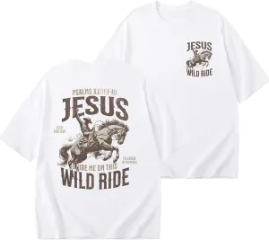 Christian Shirts for Women Oversized Religious Jesus Tshirt Western Cowboy Bible Verse Inspirational Tee Tops
