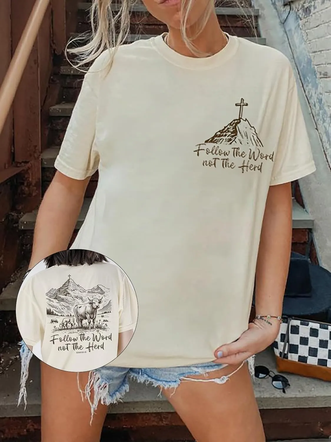 Christian Shirts for Women Oversized Religious Jesus Tshirt Western Cowboy Bible Verse Inspirational Tee Tops