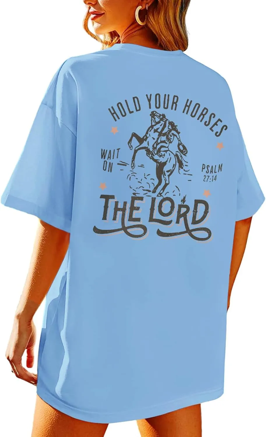 Christian Shirts for Women Oversized Religious Jesus Tshirt Western Cowboy Bible Verse Inspirational Tee Tops