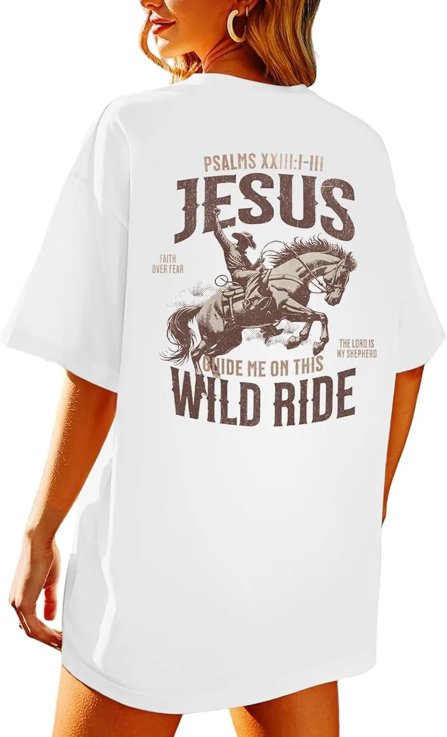 Christian Shirts for Women Oversized Religious Jesus Tshirt Western Cowboy Bible Verse Inspirational Tee Tops