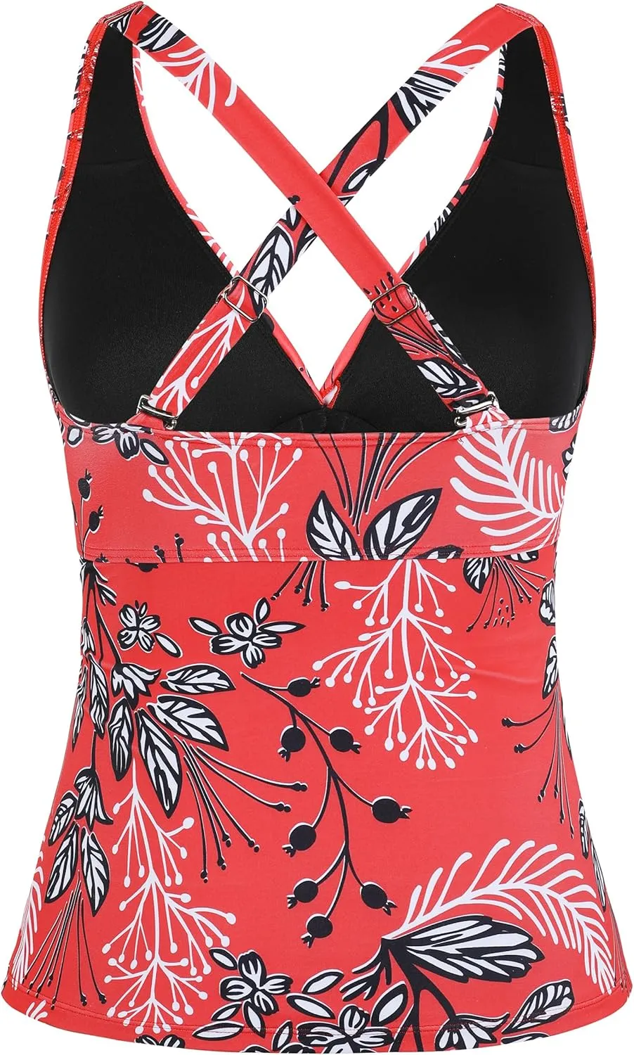 coastal rose Womens Underwire Tankini Top Only Sexy V Neck Swimsuit Top for Big Busted Tummy Control Bathing Suits