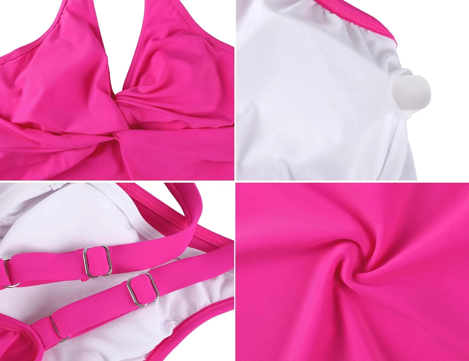 coastal rose Women's Underwire Tankini Top Twist Front V Neck Push Up Swimsuit Top Flowy Bathing Suit Tops Only