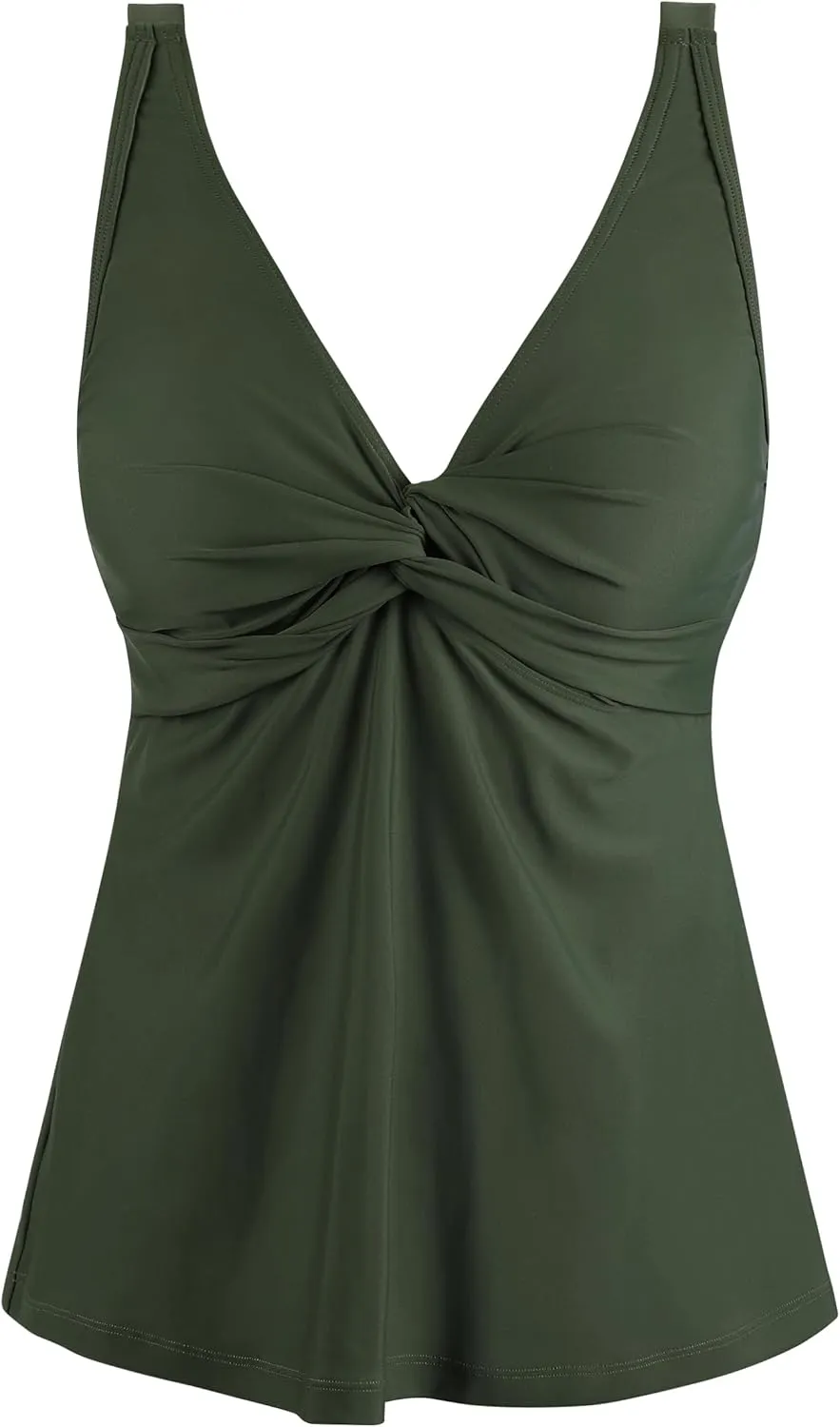 coastal rose Women's Underwire Tankini Top Twist Front V Neck Push Up Swimsuit Top Flowy Bathing Suit Tops Only