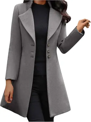 Coats for Women Double-Breasted Trench Coat Long Casual Slim Fit Outerwear Classic Lapel Solid Overcoat 2024