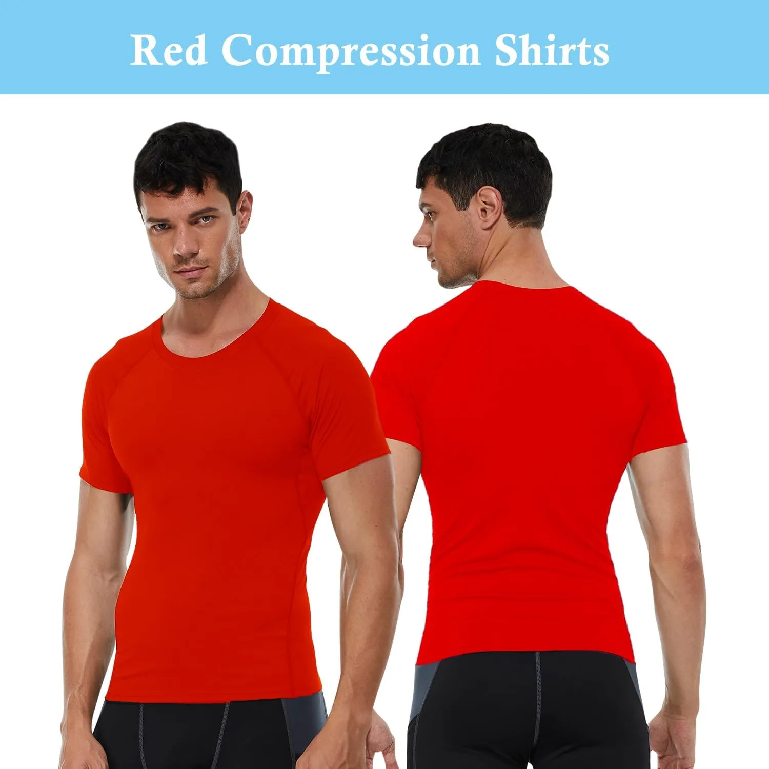 Compression Shirt Men Short Sleeve T-Shirt Cool Dry Top Baselayer Undershirts for Workout Gym Football Basketball