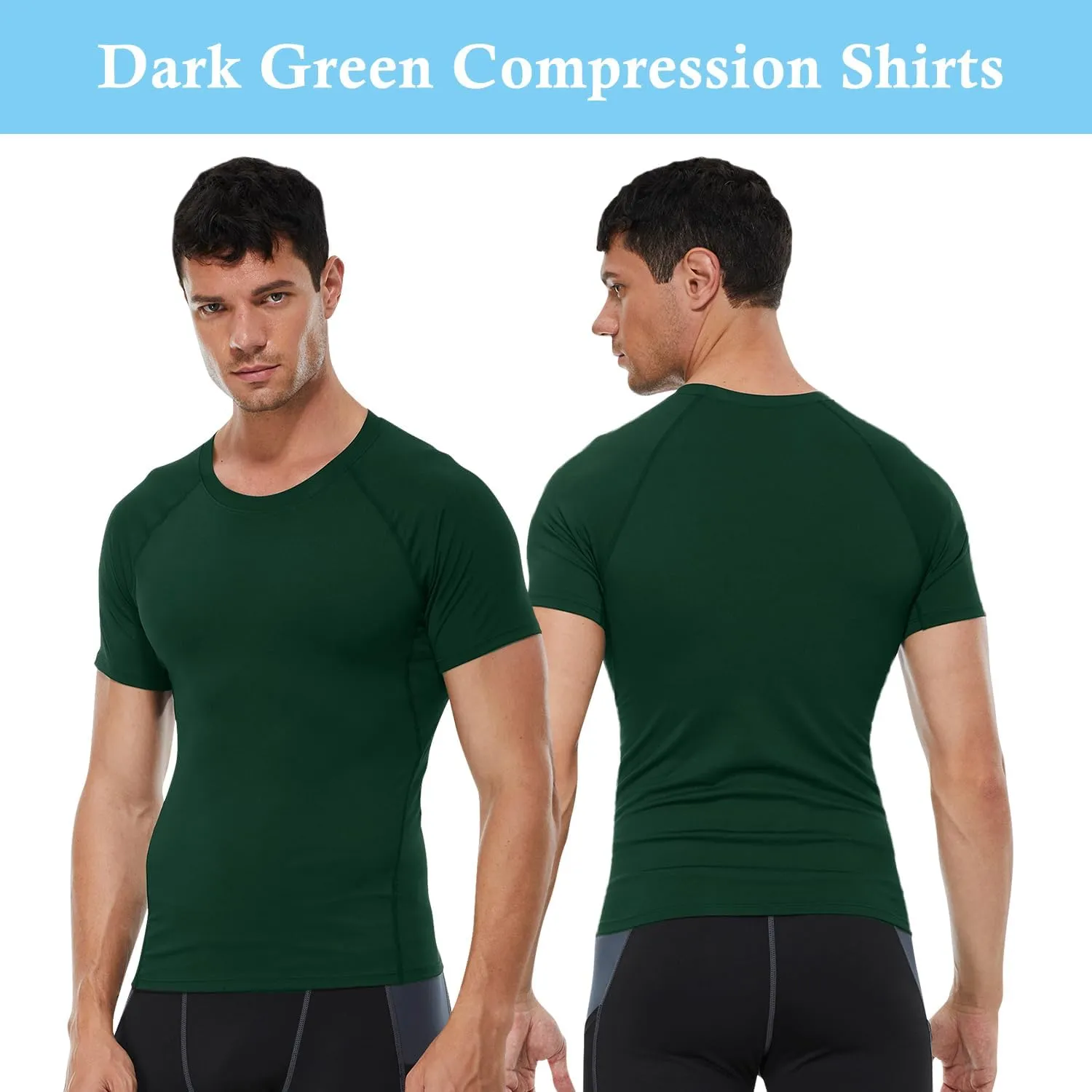 Compression Shirt Men Short Sleeve T-Shirt Cool Dry Top Baselayer Undershirts for Workout Gym Football Basketball