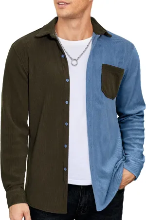 COOFANDY Men's Corduroy Shirt Casual Shacket Long Sleeve Button Down Lightweight Jacket