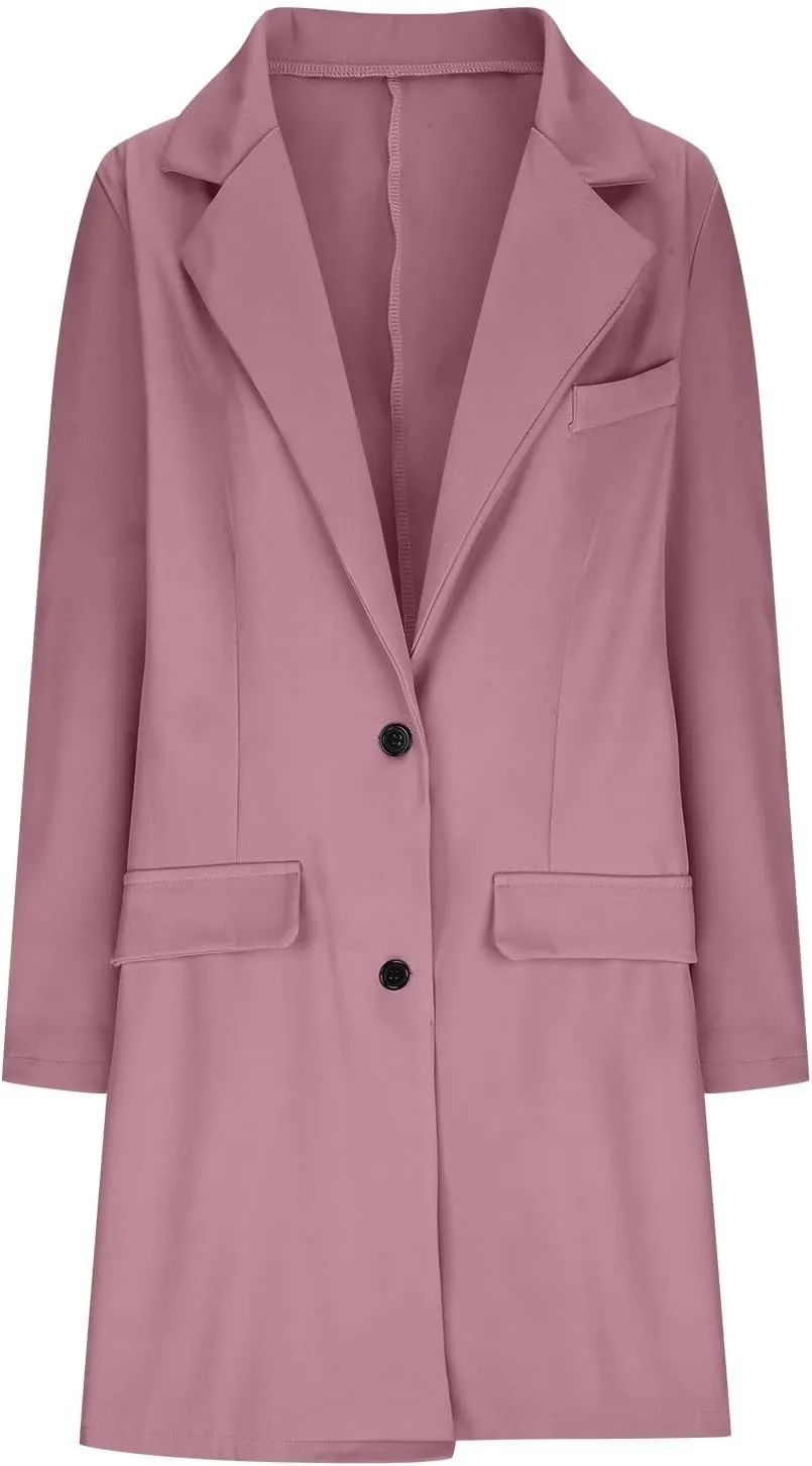 cooki Trench Coat Women 2024 Casual Winter Coats Lapel Cardigan Pea Coats Warm Overcoats Fall Long Blazer Jackets