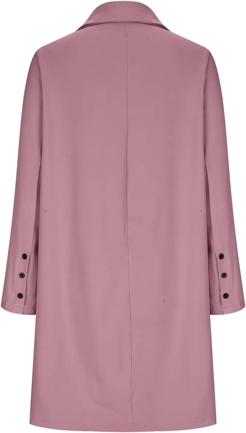 cooki Trench Coat Women 2024 Casual Winter Coats Lapel Cardigan Pea Coats Warm Overcoats Fall Long Blazer Jackets