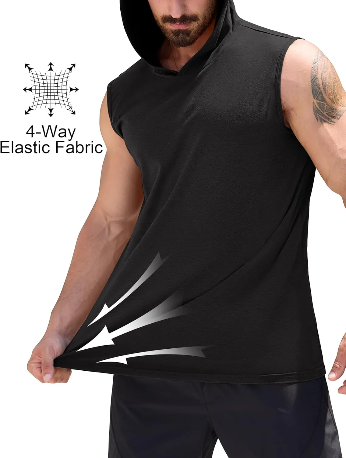 Cotrasen Men's UPF 50  Cotton Hooded Tank Top Sleeveless Hoodie Lightweight Casual Gym Workout Shirt Cooling Muscle Tee Shirt