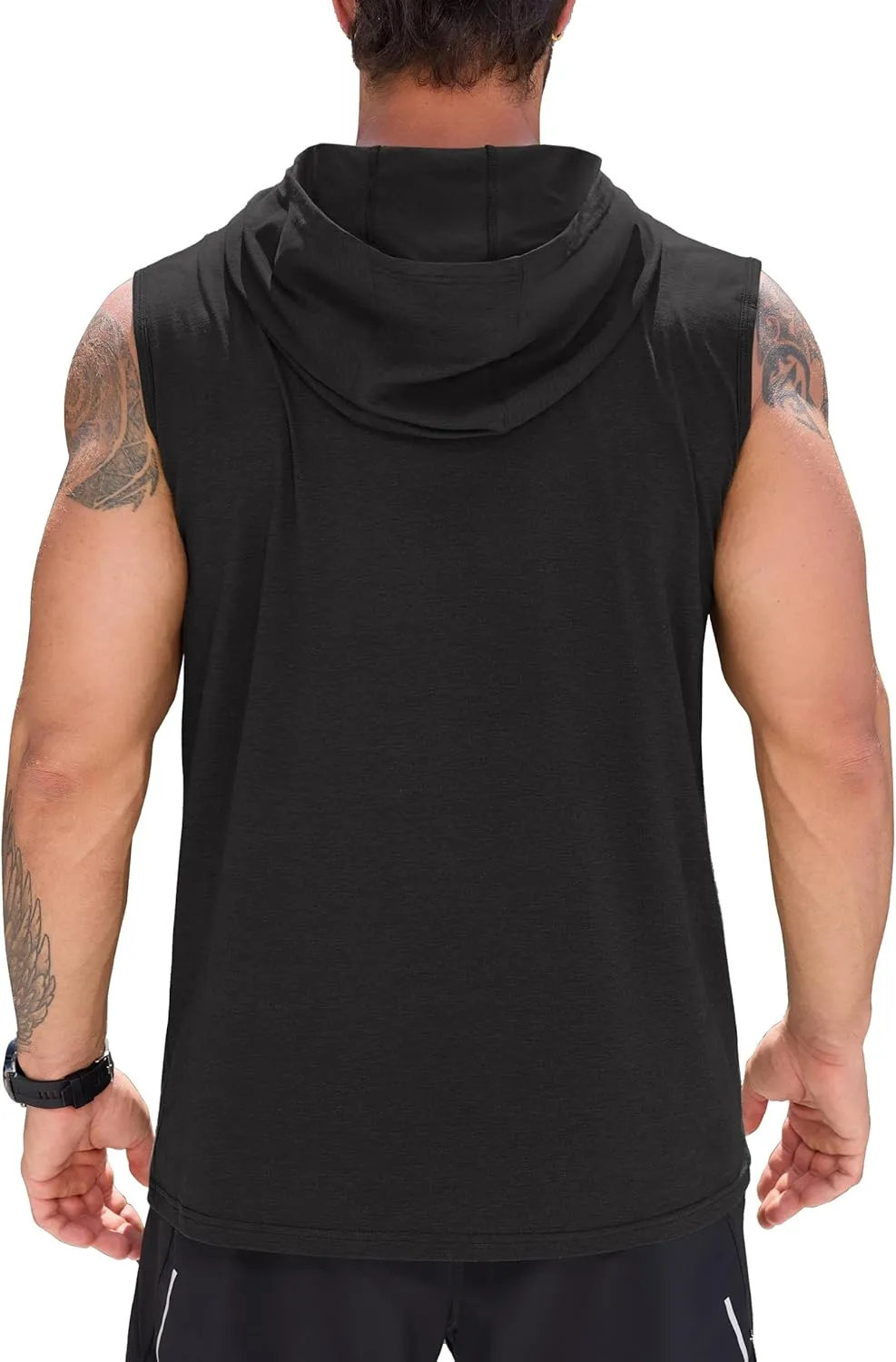 Cotrasen Men's UPF 50  Cotton Hooded Tank Top Sleeveless Hoodie Lightweight Casual Gym Workout Shirt Cooling Muscle Tee Shirt