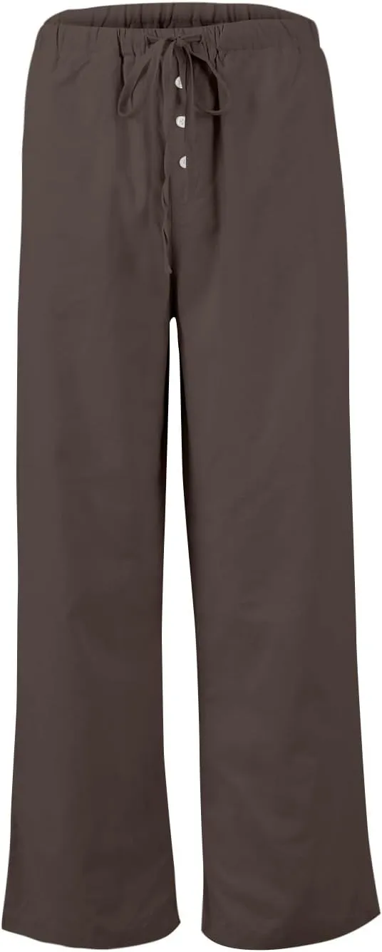 Cotton Linen Pants Women Summer Casual Loose Beach Pants Drawstring Flowy Wide Leg Palazzo Trousers with Pockets