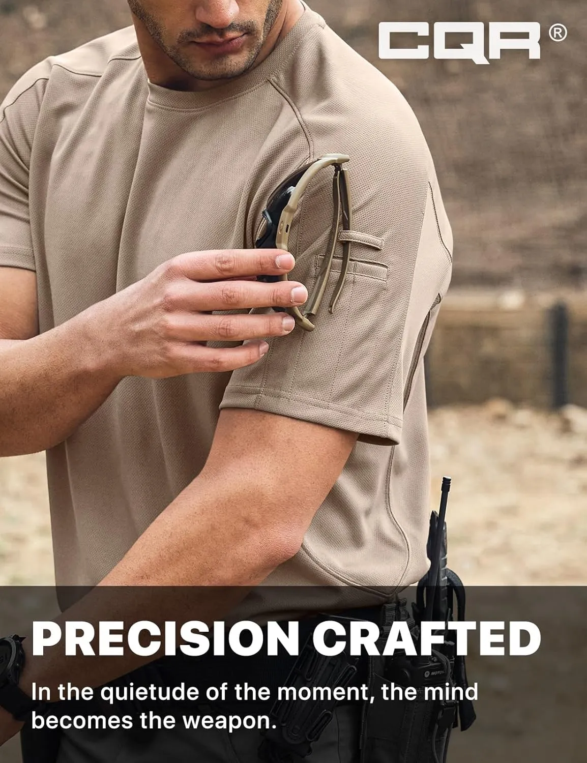 CQR Men's Short Sleeve Military Tactical T-Shirt, Athletic Gym Training Army Shirts, Outdoor Hiking Workout Shirt