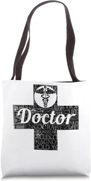 Cross with Caduceus and Medical Doctor Tote Bag
