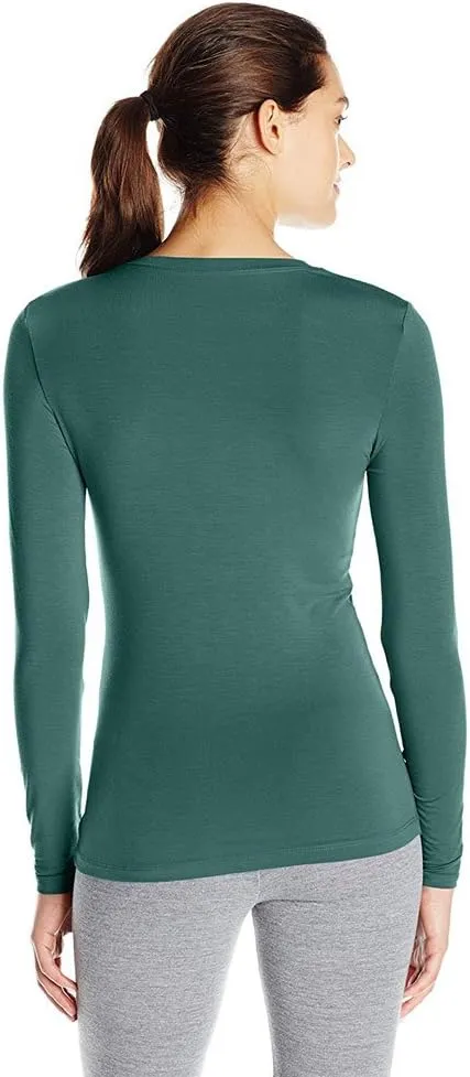 Cuddl Duds Women's Softwear with Stretch Long Sleeve Crew Neck Top -Layering Top with Smooth Fabrication, Body-Hugging Fit