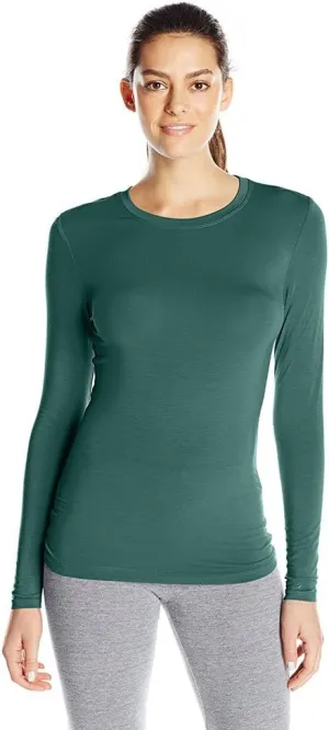 Cuddl Duds Women's Softwear with Stretch Long Sleeve Crew Neck Top -Layering Top with Smooth Fabrication, Body-Hugging Fit