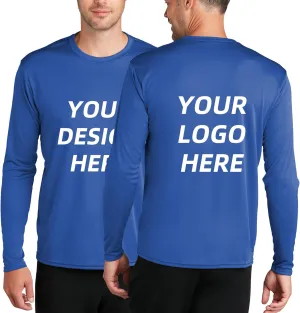 Custom Mens Long Sleeve T-Shirt, Dry-fit CustomTee. Design Your Shirt Long Sleeve, Moisture Wicking UPF Sun Protection Shirts. PC380LS