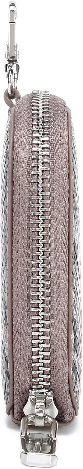 Daisy Rose Rectangle Coin Purse Pouch Change Wallet Holder with clasp - PU Vegan Leather - Grey Snake