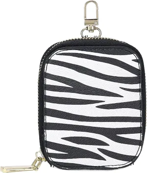 Daisy Rose Rectangle Coin Purse Pouch Change Wallet Holder with clasp - PU Vegan Leather - Zebra