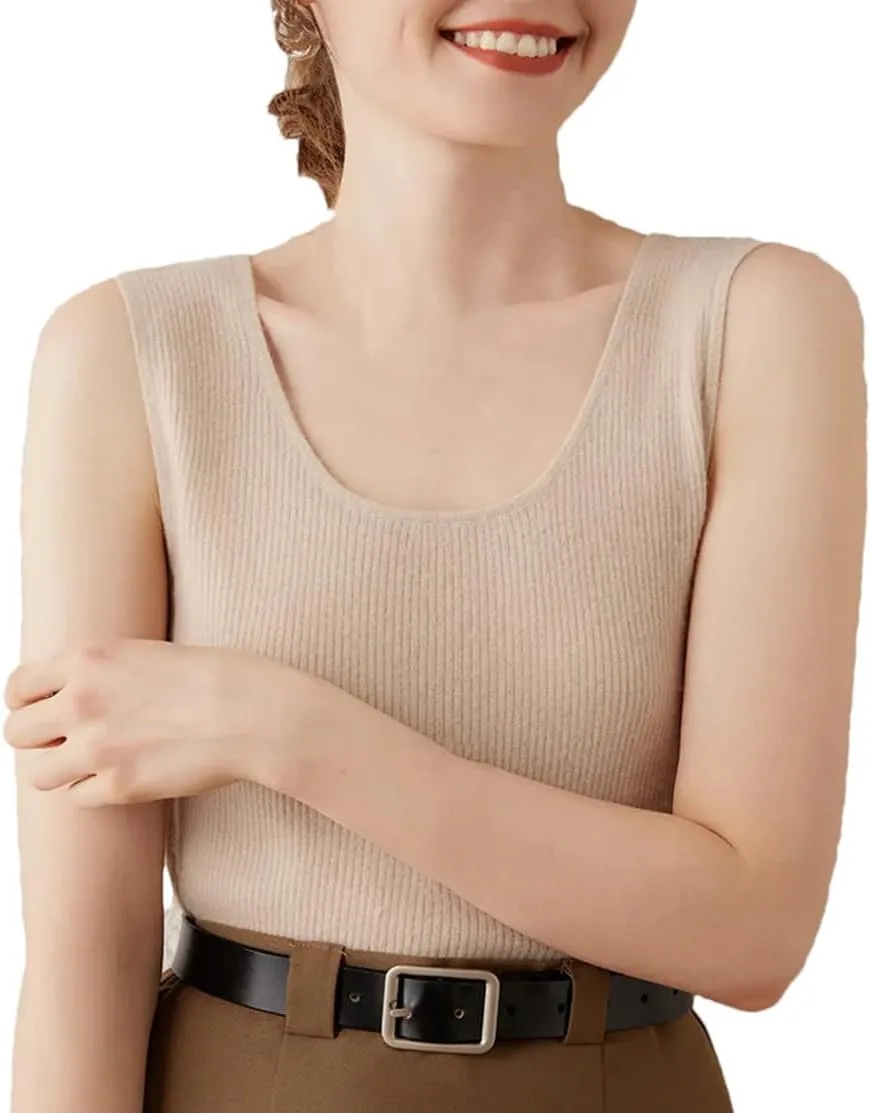 DBFBDTU Camisole Tops for Women Tank Top for Women Cashmere Camisoles for Women's U-Neck Knitted Solid Tank Top